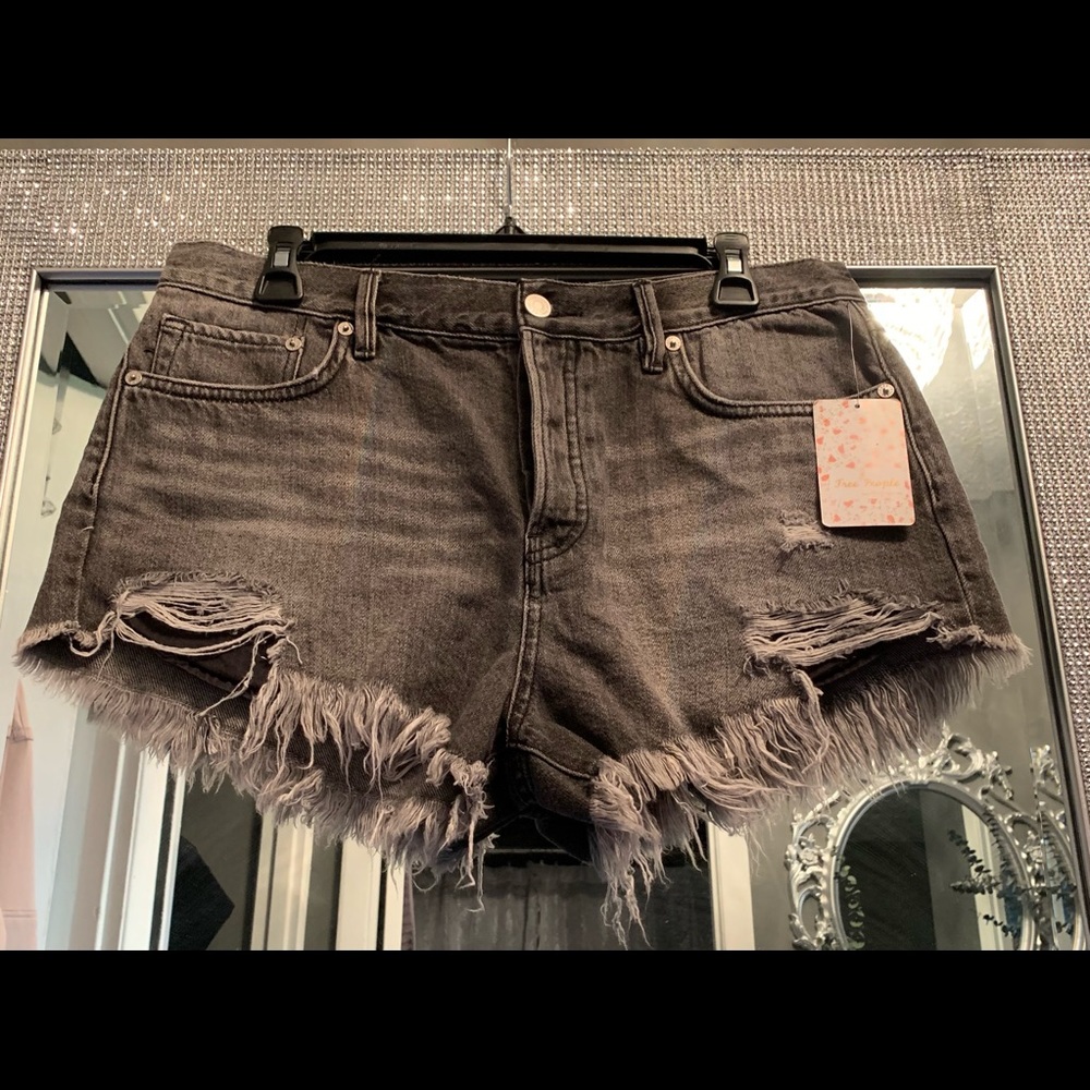 *****SOLD****Free People,Black Denim Shorts, SZ 29